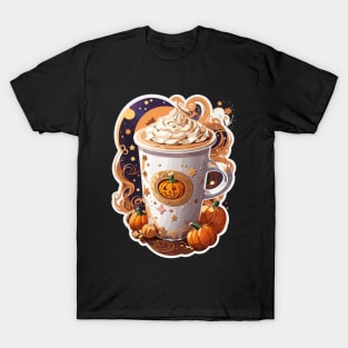 Pumpkin Spice Latte Art Funny Fall Autumn Coffee Drink Gift T-Shirt